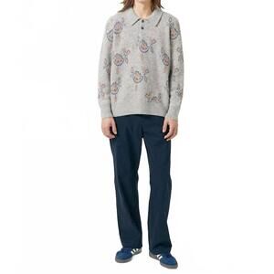 NEW CORRIDOR maya long sleeve polo shirt in grey